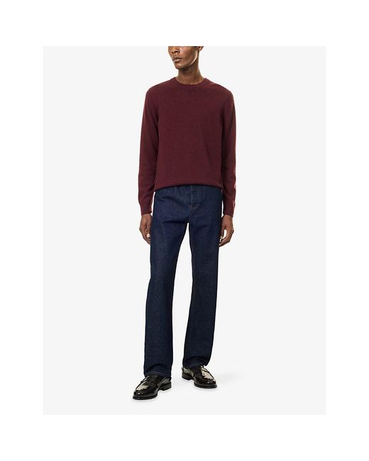 Sunspel Red Crew-Neck Cashmere Jumper for men