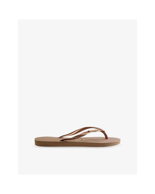 Havaianas Brown Slim Metallic Rubber Flip Flops