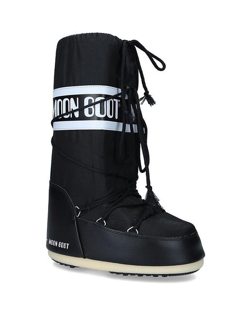 Moon Boot Black Icon Brand-Print Shell Boots