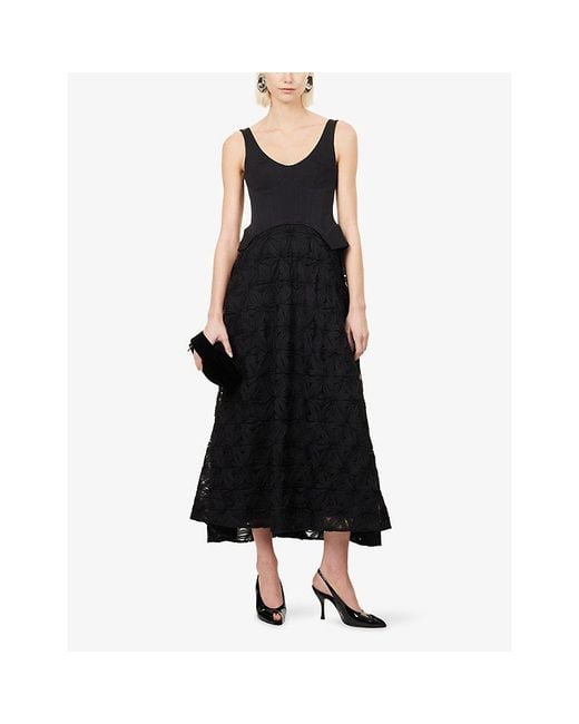 Jonathan Simkhai Black Bryony Structured-Bustier Woven Midi Dress
