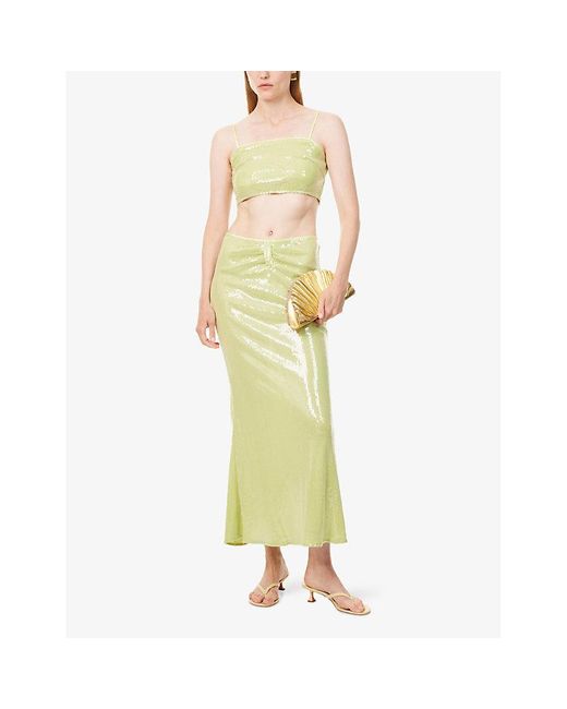 Amy Lynn Green Riva Sequin Woven Midi Skirt