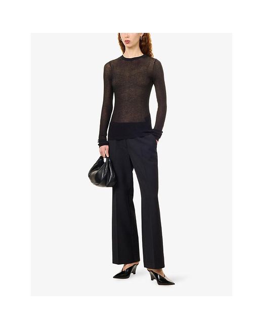 Anine Bing Blue Thomas Straight-Leg Wool-Blend Trousers