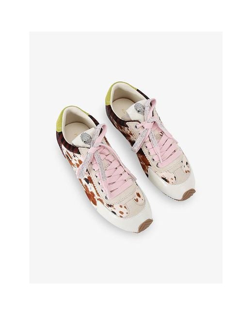Kurt Geiger White Islington Eagle Leather Low-Top Trainers
