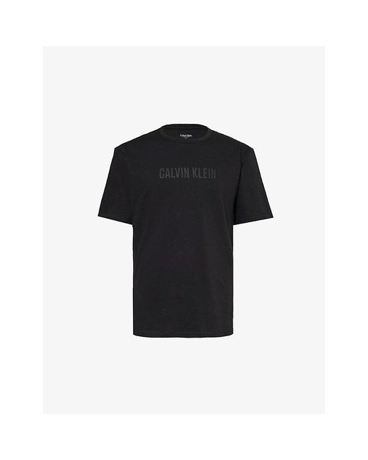 Calvin Klein Black Logo-print Crewneck Cotton-jersey T-shirt X for men