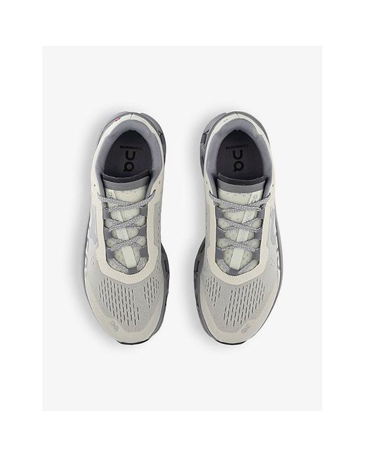 On Shoes Gray Cloudmonster Cushioned Chunky-soled Mesh Low-top Trainers for men