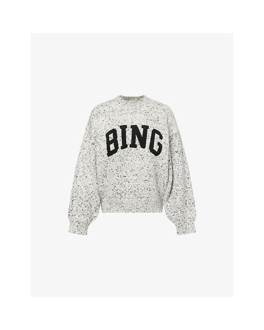 Anine Bing White Sydney Logo-Appliqued Knitted Jumper