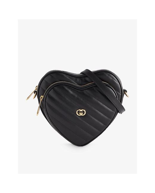 Gucci Black Interlocking Heart-shaped Leather Shoulder Bag