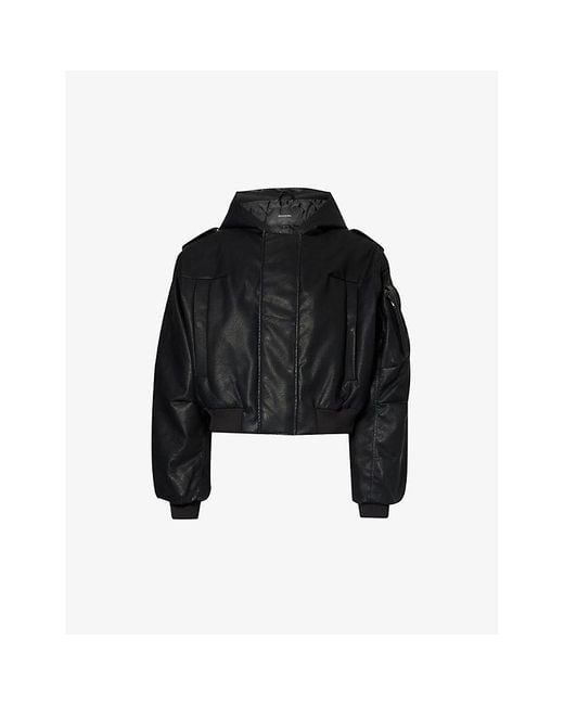 Entire studios Moto Padded Boxy-fit Hooded Faux-leather Bomber