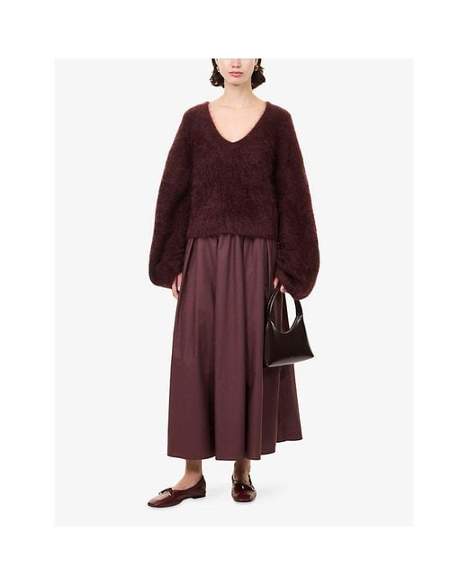 Stylein Purple Jorina A-Line Cotton Maxi Skirt