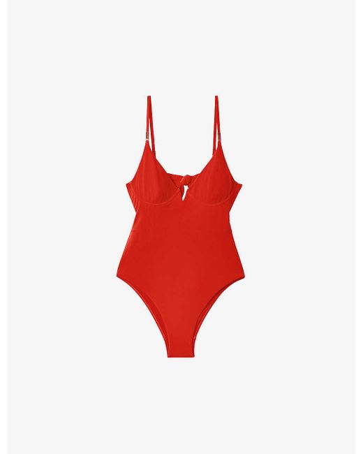 Reiss Red Amber Underwi Tie-back Swimsuit