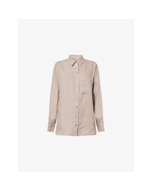 Heidi Klein Natural Zakynthos Long-Sleeve Linen Beach Shirt