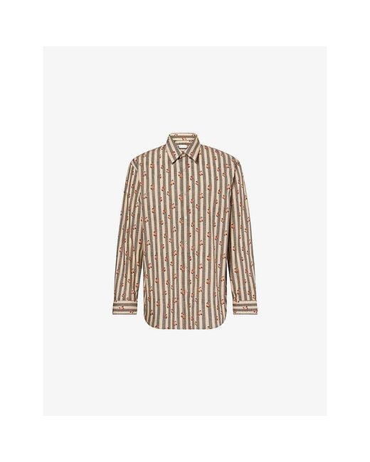 Dries Van Noten Natural Caper Floral-Print Cotton Shirt for men