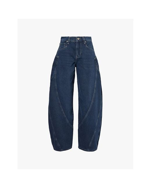 Free People Blue Sugar & Spice High-Rise Barrel-Leg Denim Jeans