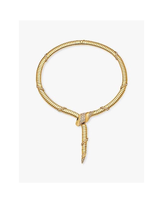 BVLGARI White Serpenti Tubogas 18Ct- 3.08Ct Brilliant-Cut Diamond And Onyx Necklace