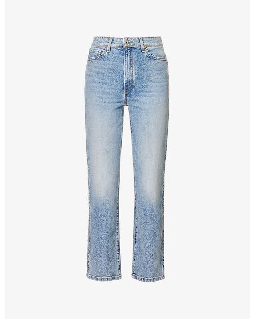 Khaite Abigail Faded-wash Straight Mid-rise Stretch-denim Jeans in Blue ...