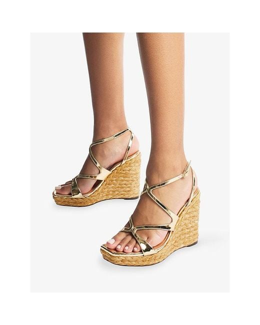 Jimmy Choo Metallic Ayla 110 Contrast-Sole Leather Heeled Sandals