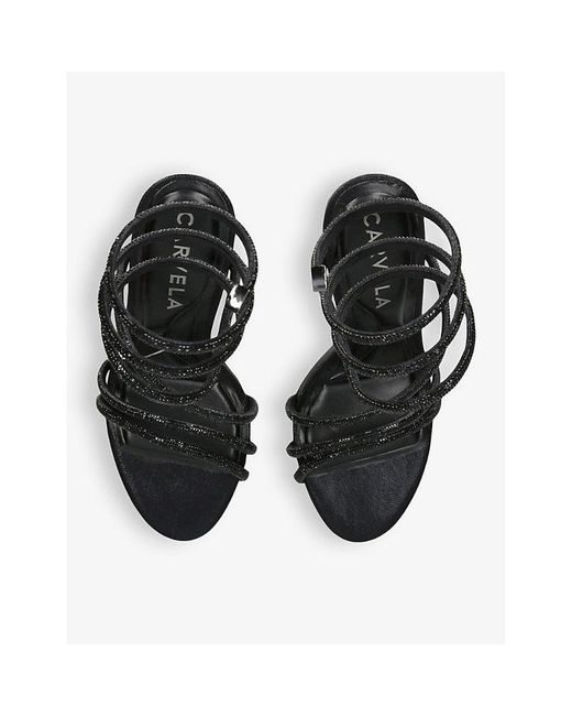 Carvela Kurt Geiger Black Spiral 105 Crystal-embellished Woven Heeled Sandals