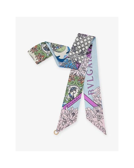 BVLGARI Blue Alchemist Shelley Printed Silk-Twill Scarf
