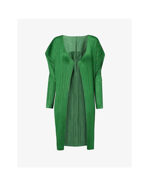 Pleats Please Issey Miyake Green February Regular-fit Knitted Cardigan