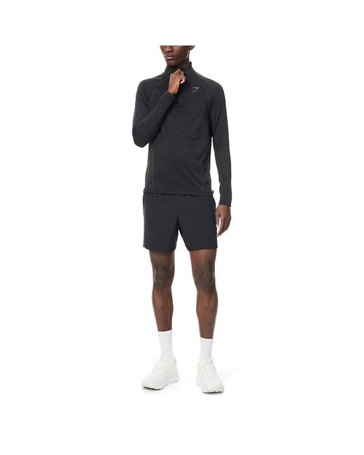 GYMSHARK Blue Apex Seamless 1/4 Zip Stretch-Woven Top for men