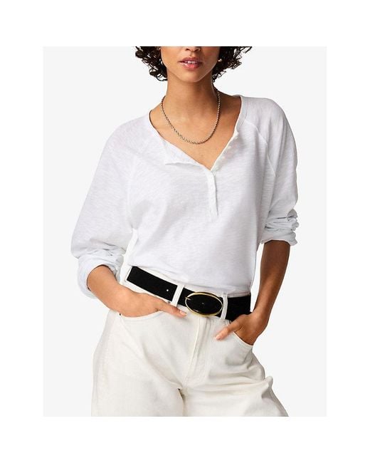 The White Company White Relaxed-Fit Long-Sleeve Cotton Henley Top