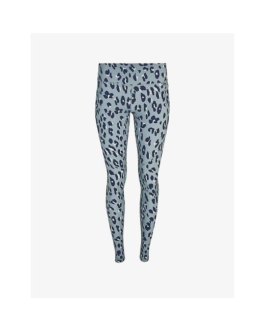 Sweaty Betty Blue Power Cheetah-print Stretch-jersey leggings