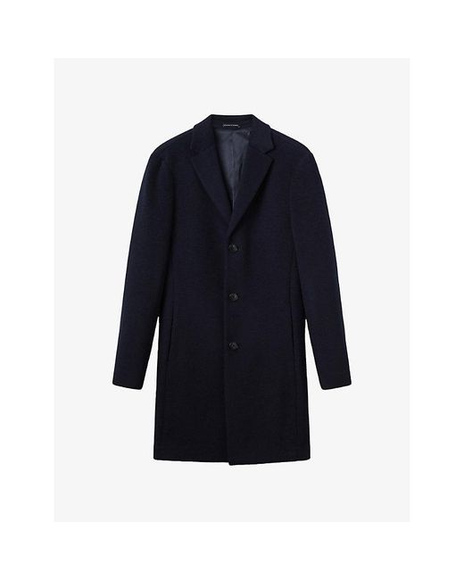 Reiss Blue Gable Single-Breasted Wool-Blend Overcoat for men