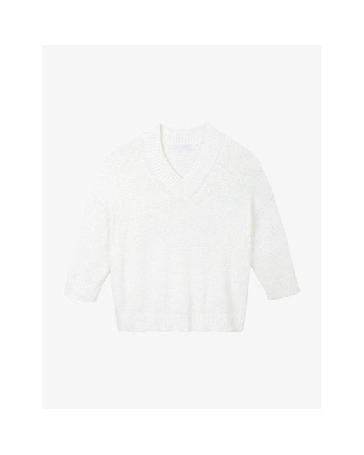 The White Company White Three-quarter-length Sleeved Organic-cotton Blend Jumper X