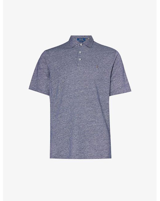 Polo Ralph Lauren Blue Brand-embroidered Classic-fit Cotton And Linen-blend Polo Shirt Xx for men