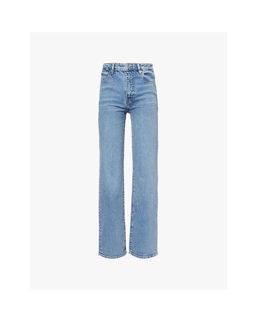 FRAME Blue The Ruler High-Rise Straight-Leg Stretch-Denim Jeans