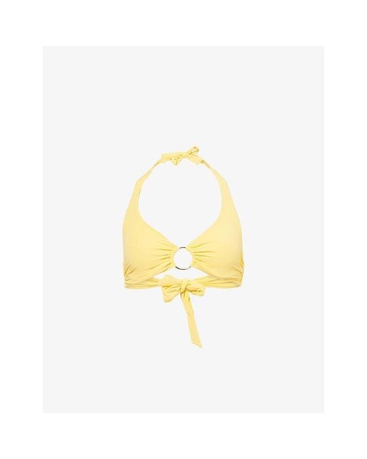 Melissa Odabash Yellow Brussels Halter-Neck Bikini Top