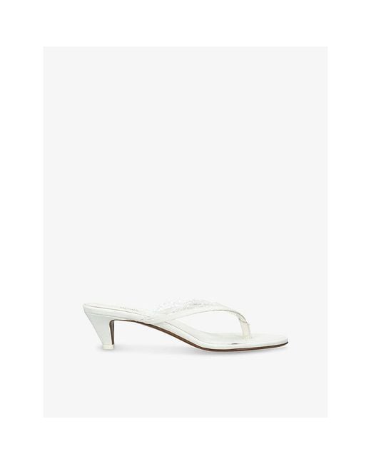 Neous White Kalliope Lace-Trim Heeled Sandals
