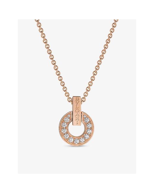 BVLGARI White 18Ct Rose- And 0.37Ct Round Brilliant-Cut Diamond Pendant Necklace