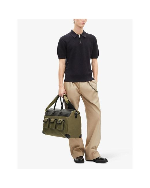 The Kooples Black Waffle-Textured Zipped Knitted Polo Shirt for men