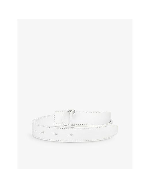 Christian Louboutin White Logo-buckle Leather Belt