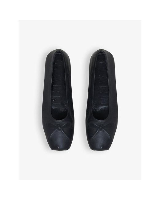 Marni Black Dancer Square-toe Leather Ballerina Flats