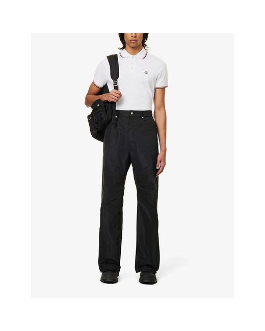 Moncler White Brand-patch Split-hem Cotton-piqué Polo Shirt X for men