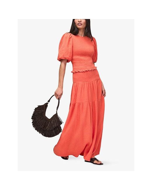 Ro&zo Cheesecloth Shirred-Waist Cotton Maxi Skirt