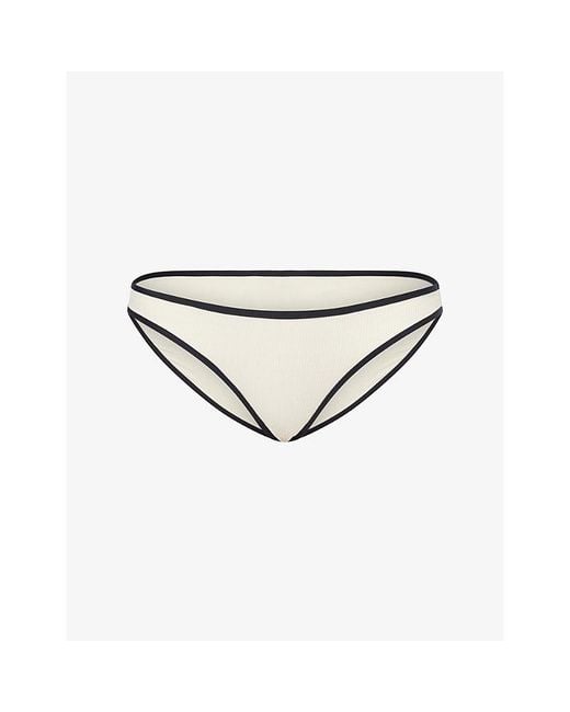 Seafolly White Hipster Textured Bikini Bottoms