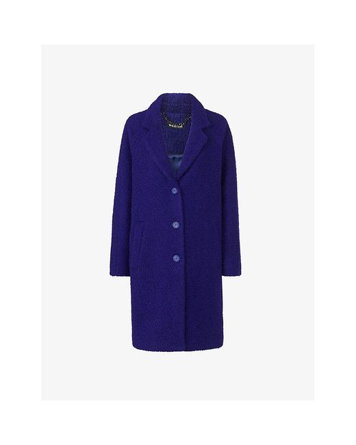 Whistles Blue Anita Relaxed-fit Wool-boucle Coat