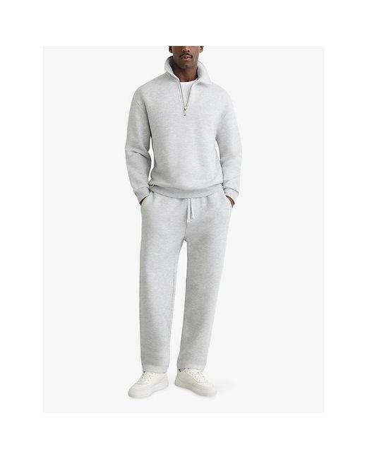 Reiss White Kurwin Half-Zip Cotton-Blend Sweatshirt for men