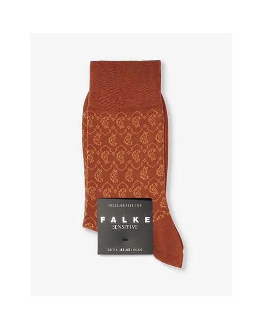 Falke Brown Graphic-print Crew-length Cotton-blend Socks for men