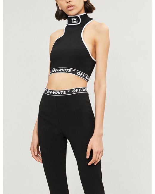 Off-White c/o Virgil Abloh Cannette Crop Turtleneck Top in Black