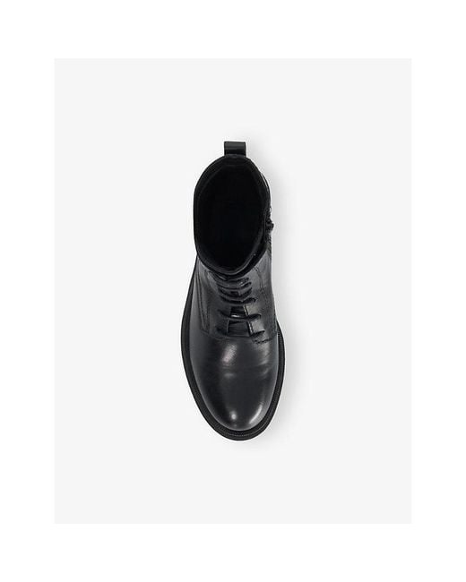 Dune Black Pion Lace-Up Leather Ankle Boots
