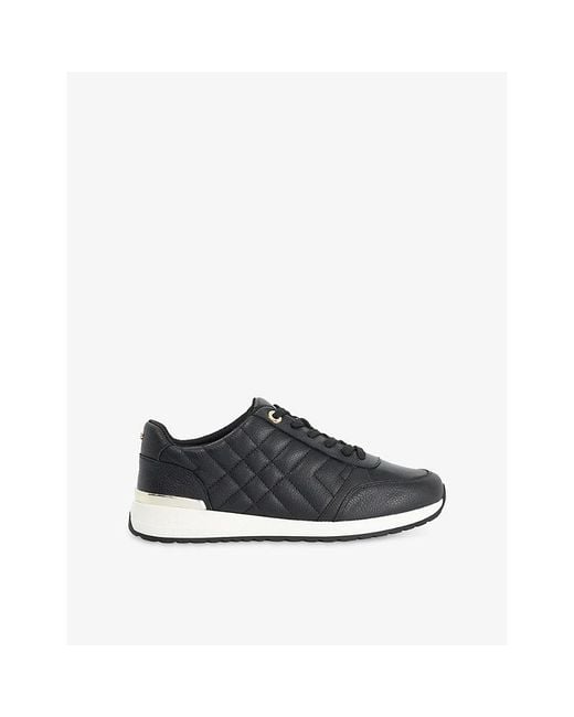 Dune Black Evelie Quilted Leather Trainers