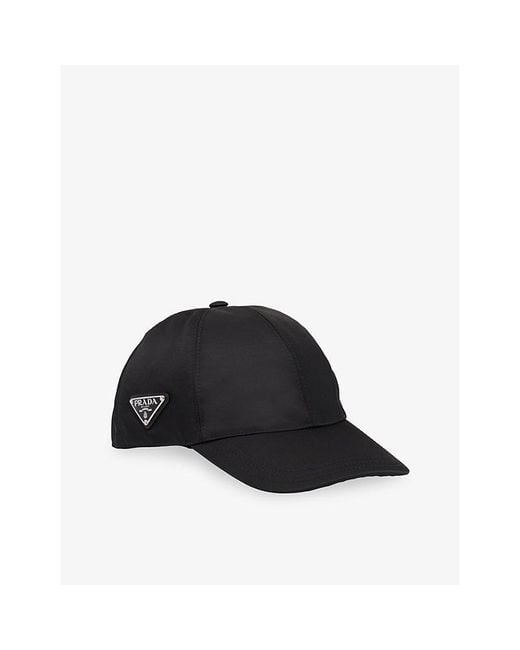 Prada Black Logo-Plaque Nylon Baseball Cap
