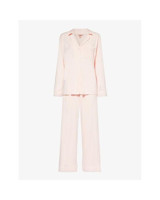 Eberjey Pink Gisele Contrast-piping Stretch-woven Pyjama Set