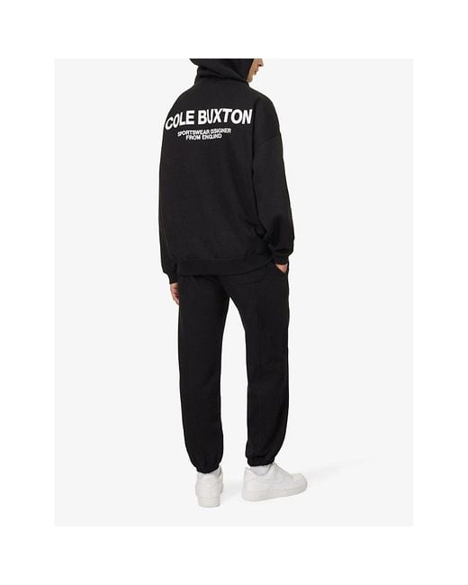 Cole Buxton Blue Cb Sportswear Logo-Print Relaxed-Fit Cotton-Jersey Hoody for men