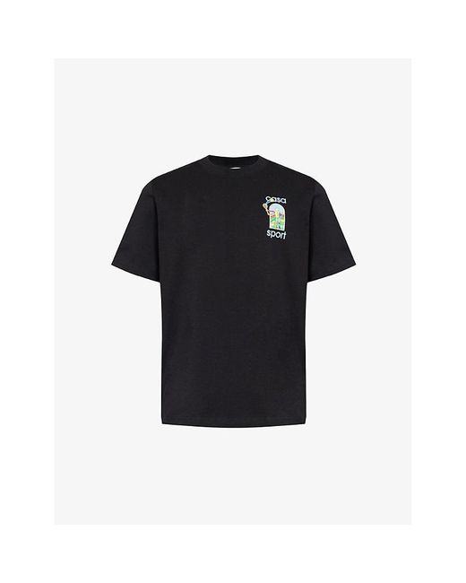 Casablancabrand Black Le Jeu Coloré Graphic-print Organic Cotton-jersey T-shirt for men
