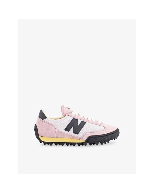 New Balance White Gator Run Suede And Mesh Trainers